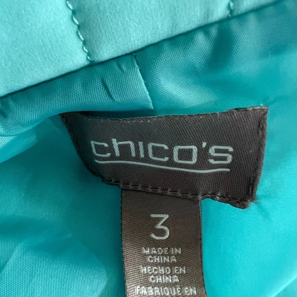 🔥🔥Chicos Light Blue Puffer Light Jacket Size 3 - Picture 9 of 10